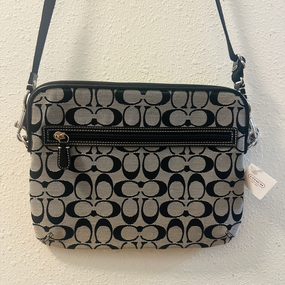 Coach Black and Gray Signature Tablet Crossbody Bag - Picture 2 of 5